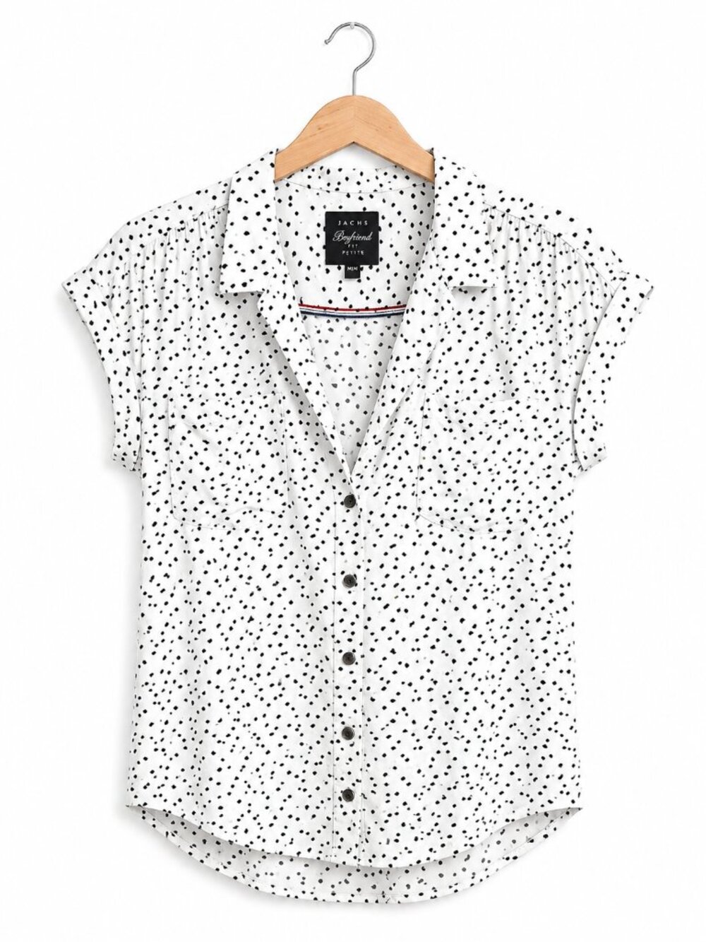 JACHS GIRLFRIEND | Black & White Short Sleeve Button-Up Shirt – Women’s Medium